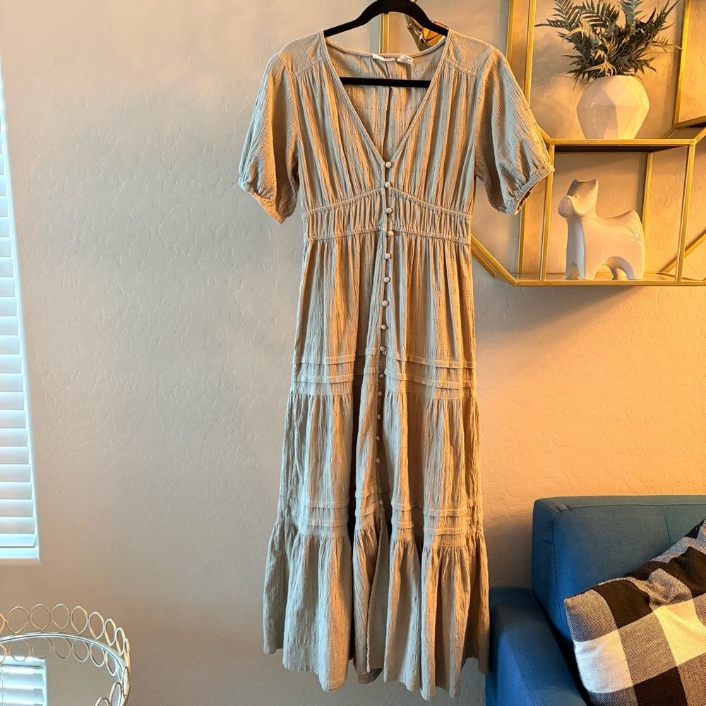 Lucky Brand Cottagecore Maxi Dress Buttons Tieres Womens size XS